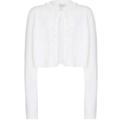 white Bolero Embroidery Cardigan